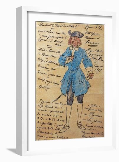 Costume Sketch for Role of Student Member of Chorus in Premiere of Opera Manon Lescaut-Giacomo Puccini-Framed Giclee Print