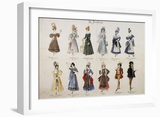 Costume Sketches of Main Characters in Opera La Boheme-Ruggero Leoncavallo-Framed Giclee Print