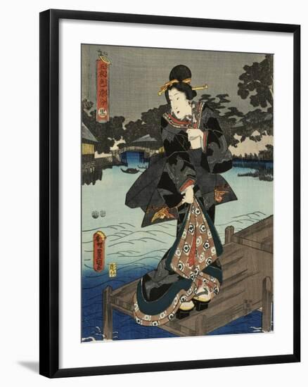 Costumes in Five Different Colors - Black (Kuro)-Utagawa Kunisada (Toyokuni III)-Framed Art Print