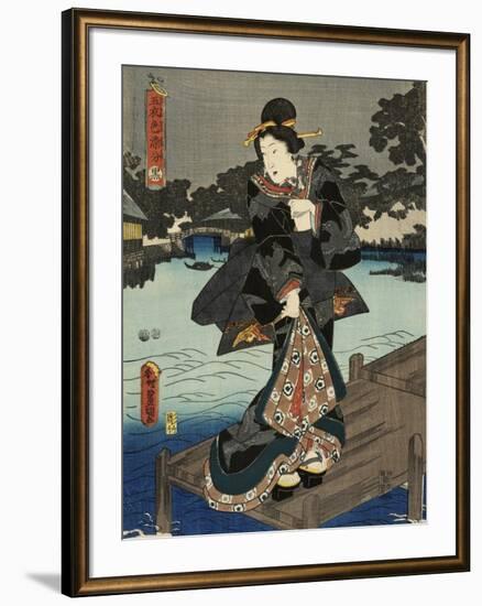 Costumes in Five Different Colors - Black (Kuro)-Utagawa Kunisada (Toyokuni III)-Framed Art Print