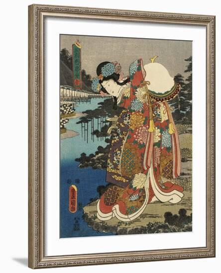 Costumes in Five Different Colors - Red (Aka)-Utagawa Kunisada (Toyokuni III)-Framed Art Print