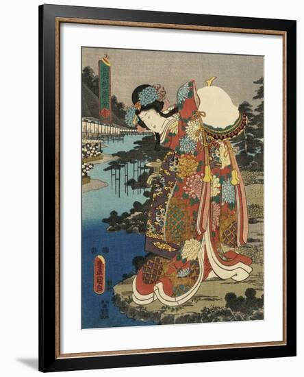 Costumes in Five Different Colors - Red (Aka)-Utagawa Kunisada (Toyokuni III)-Framed Art Print