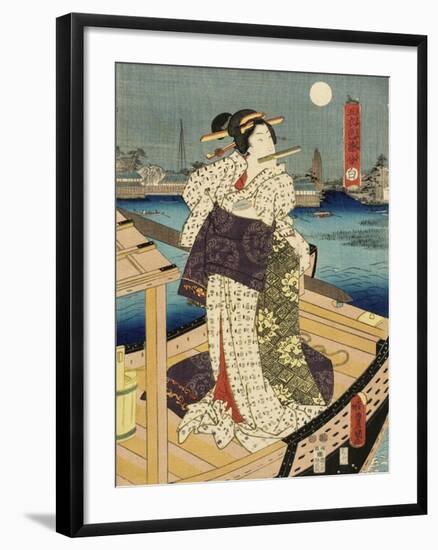 Costumes in Five Different Colors - White (Shiro)-Utagawa Kunisada (Toyokuni III)-Framed Art Print