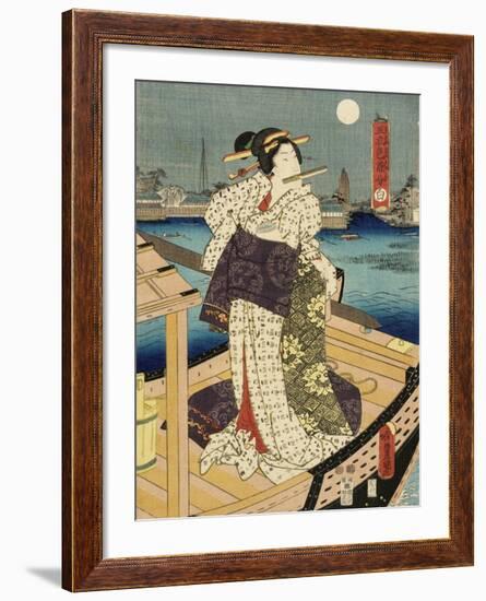 Costumes in Five Different Colors - White (Shiro)-Utagawa Kunisada (Toyokuni III)-Framed Art Print