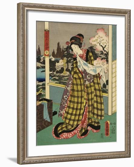 Costumes in Five Different Colors - Yellow (Ki)-Utagawa Kunisada (Toyokuni III)-Framed Art Print