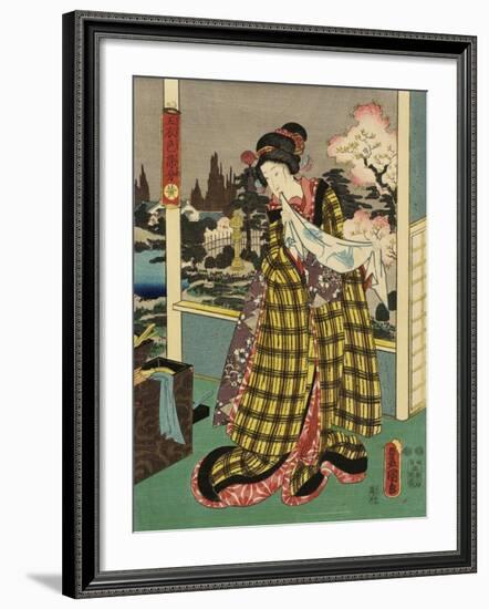 Costumes in Five Different Colors - Yellow (Ki)-Utagawa Kunisada (Toyokuni III)-Framed Art Print