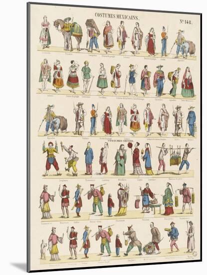 Costumes mexicains. Costumes chinois-null-Mounted Giclee Print