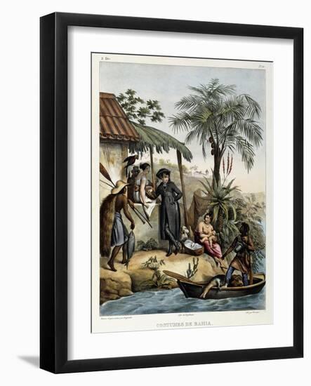 Costumes of Bahia, from 'Picturesque Voyage to Brazil', 1835-Johann Moritz Rugendas-Framed Giclee Print