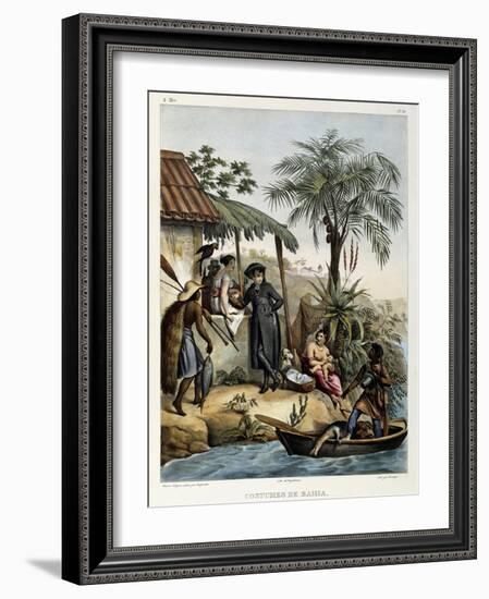 Costumes of Bahia, from 'Picturesque Voyage to Brazil', Published, 1835-Johann Moritz Rugendas-Framed Giclee Print