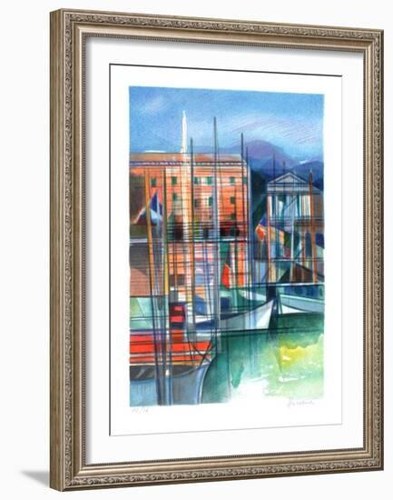 Cote d'Azur - le Port de Nice-Camille Hilaire-Framed Collectable Print