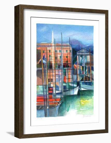 Cote d'Azur - le Port de Nice-Camille Hilaire-Framed Collectable Print