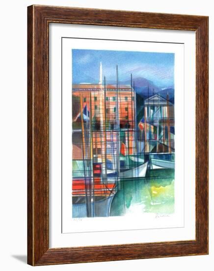 Cote d'Azur - le Port de Nice-Camille Hilaire-Framed Collectable Print