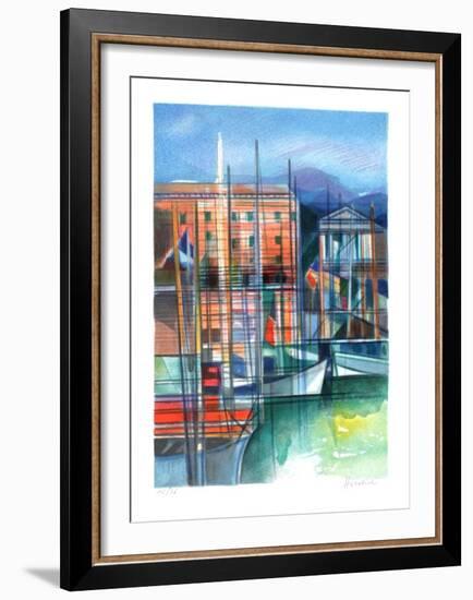 Cote d'Azur - le Port de Nice-Camille Hilaire-Framed Collectable Print
