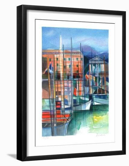 Cote d'Azur - le Port de Nice-Camille Hilaire-Framed Collectable Print