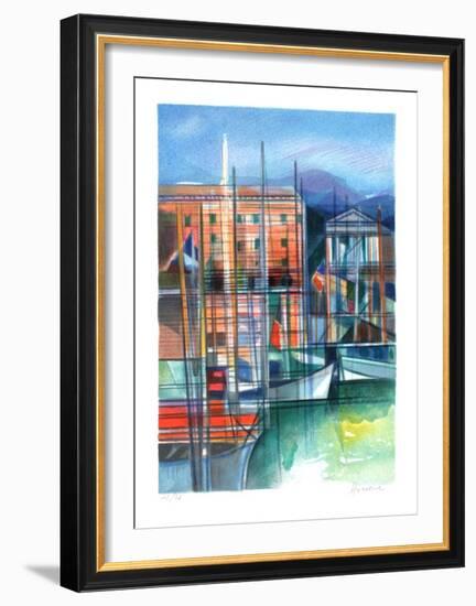 Cote d'Azur - le Port de Nice-Camille Hilaire-Framed Collectable Print