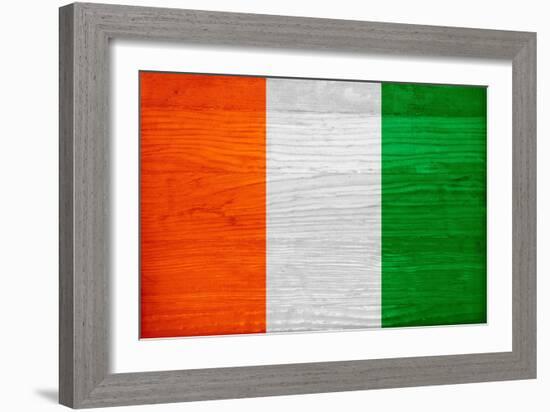 Cote D'Ivoire Flag Design with Wood Patterning - Flags of the World Series-Philippe Hugonnard-Framed Premium Giclee Print