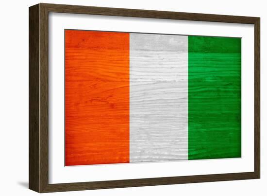 Cote D'Ivoire Flag Design with Wood Patterning - Flags of the World Series-Philippe Hugonnard-Framed Premium Giclee Print