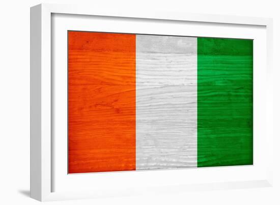 Cote D'Ivoire Flag Design with Wood Patterning - Flags of the World Series-Philippe Hugonnard-Framed Premium Giclee Print