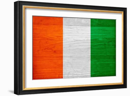 Cote D'Ivoire Flag Design with Wood Patterning - Flags of the World Series-Philippe Hugonnard-Framed Premium Giclee Print