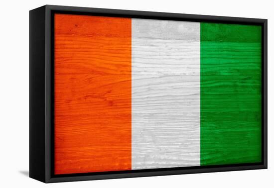 Cote D'Ivoire Flag Design with Wood Patterning - Flags of the World Series-Philippe Hugonnard-Framed Stretched Canvas