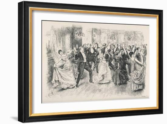 Cotillion Dancing in a Fashionable London Ballroom-Frederick Barnard-Framed Art Print