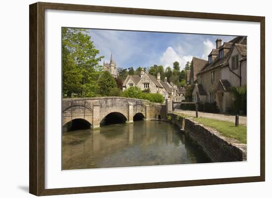 Cotswold Cottages on by Brook, Castle Combe, Cotswolds, Wiltshire, England, United Kingdom, Europe-Stuart Black-Framed Photographic Print