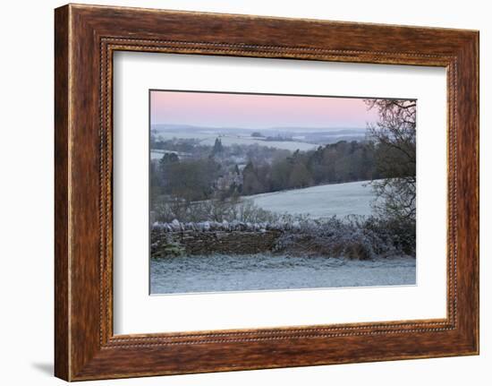 Cotswold Landscape on Frosty Morning, Stow-On-The-Wold, Gloucestershire, Cotswolds, England, UK-Stuart Black-Framed Photographic Print