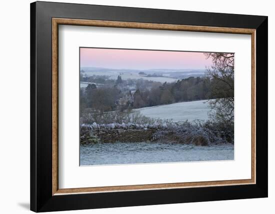 Cotswold Landscape on Frosty Morning, Stow-On-The-Wold, Gloucestershire, Cotswolds, England, UK-Stuart Black-Framed Photographic Print