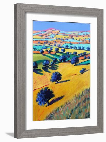 Cotswold Valley, 2021 (acrylic on board)-Paul Powis-Framed Giclee Print