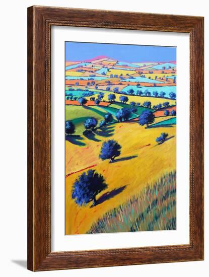 Cotswold Valley, 2021 (acrylic on board)-Paul Powis-Framed Giclee Print