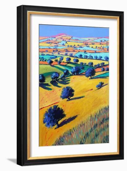 Cotswold Valley, 2021 (acrylic on board)-Paul Powis-Framed Giclee Print