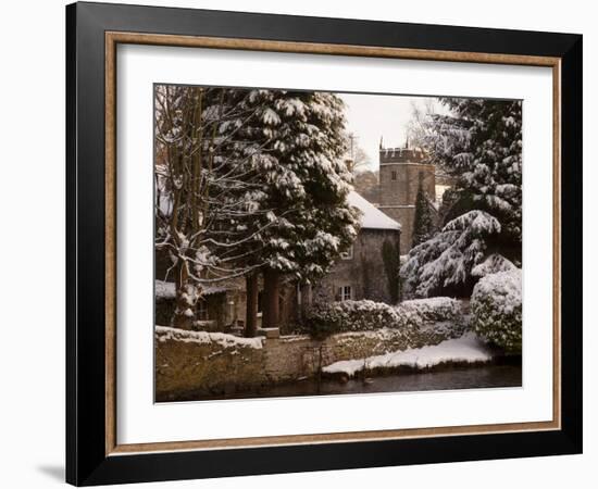 Cottage and Church, Ashford in the Water, Derbyshire, England, United Kingdom, Europe-Frank Fell-Framed Photographic Print