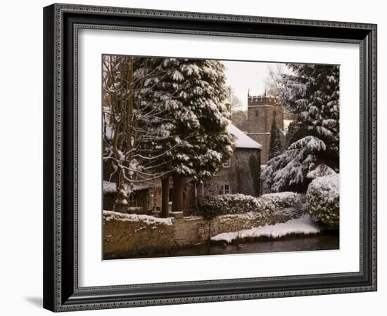 Cottage and Church, Ashford in the Water, Derbyshire, England, United Kingdom, Europe-Frank Fell-Framed Photographic Print
