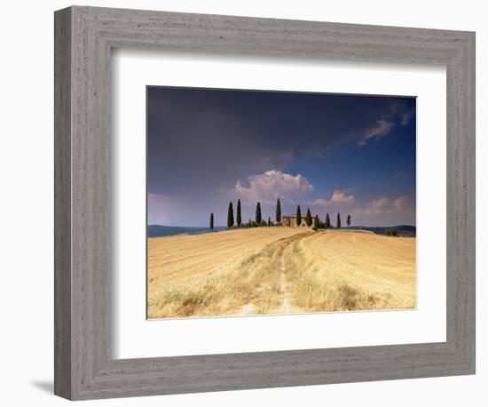 Cottage and Cypress Trees Near Pienza, Val d'Orcia, Siena Province, Tuscany, Italy, Europe-Sergio Pitamitz-Framed Photographic Print