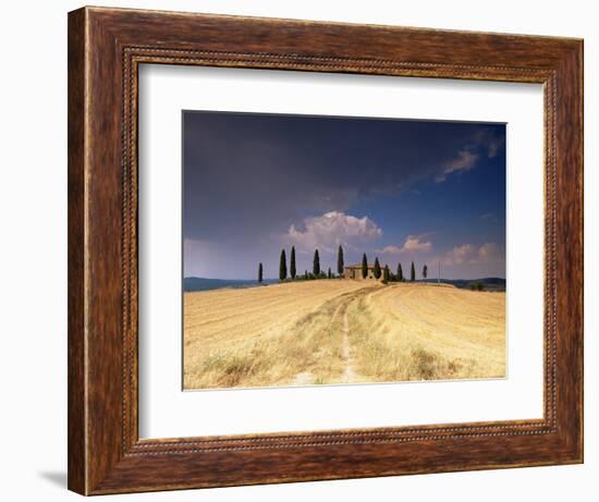 Cottage and Cypress Trees Near Pienza, Val d'Orcia, Siena Province, Tuscany, Italy, Europe-Sergio Pitamitz-Framed Photographic Print