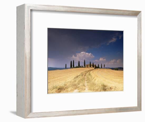 Cottage and Cypress Trees Near Pienza, Val d'Orcia, Siena Province, Tuscany, Italy, Europe-Sergio Pitamitz-Framed Photographic Print