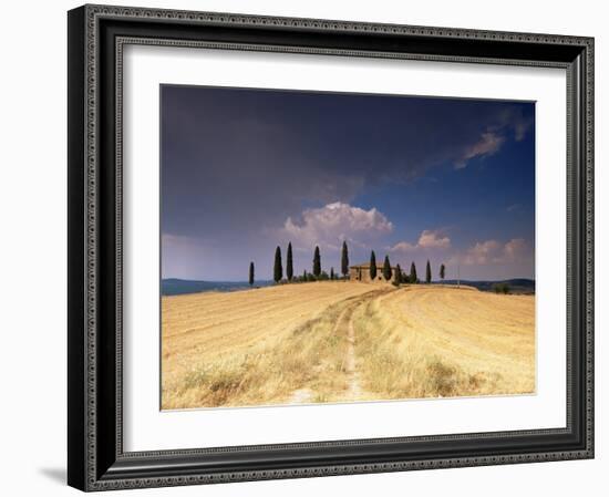 Cottage and Cypress Trees Near Pienza, Val d'Orcia, Siena Province, Tuscany, Italy, Europe-Sergio Pitamitz-Framed Photographic Print