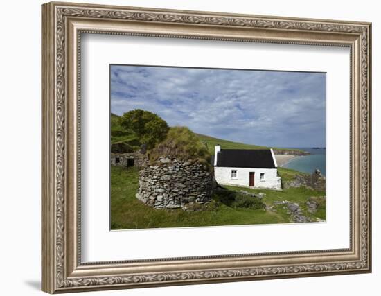 Cottage and Deserted Cottages on Great Blasket Island, the Blasket Islands--Framed Photographic Print