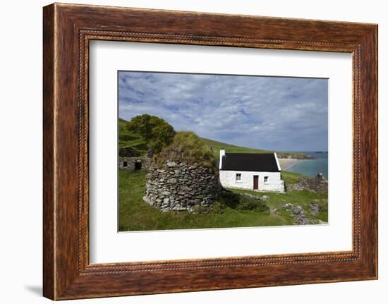 Cottage and Deserted Cottages on Great Blasket Island, the Blasket Islands-null-Framed Photographic Print