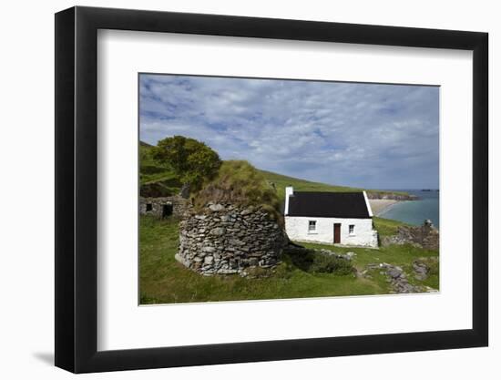 Cottage and Deserted Cottages on Great Blasket Island, the Blasket Islands--Framed Photographic Print