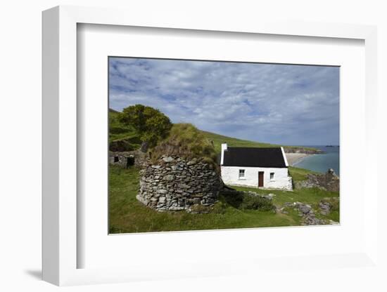 Cottage and Deserted Cottages on Great Blasket Island, the Blasket Islands-null-Framed Photographic Print