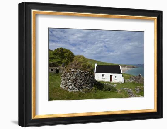 Cottage and Deserted Cottages on Great Blasket Island, the Blasket Islands-null-Framed Photographic Print