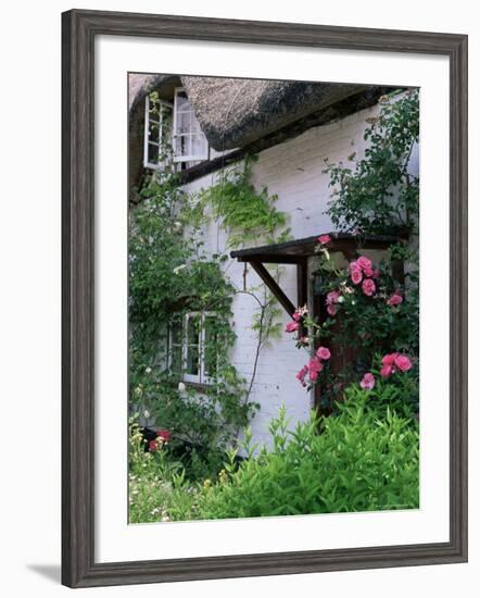 Cottage and Flowers, Wherwell, Hampshire, England, United Kingdom-Jean Brooks-Framed Photographic Print