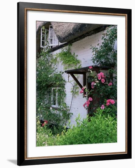 Cottage and Flowers, Wherwell, Hampshire, England, United Kingdom-Jean Brooks-Framed Photographic Print