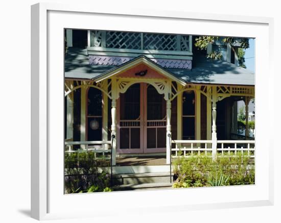 Cottage City, 19th C. Cottages, Oak Bluffs, Martha's Vineyard, Massachusetts USA-Fraser Hall-Framed Photographic Print