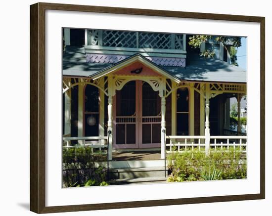 Cottage City, 19th C. Cottages, Oak Bluffs, Martha's Vineyard, Massachusetts USA-Fraser Hall-Framed Photographic Print