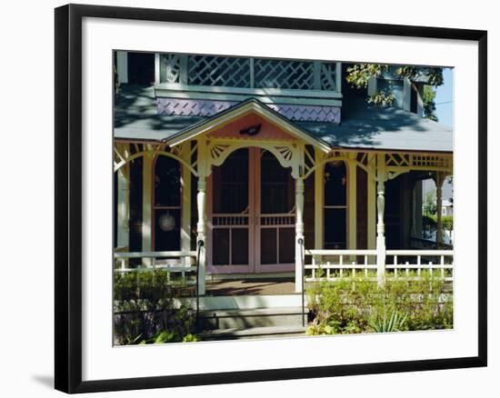 Cottage City, 19th C. Cottages, Oak Bluffs, Martha's Vineyard, Massachusetts USA-Fraser Hall-Framed Photographic Print