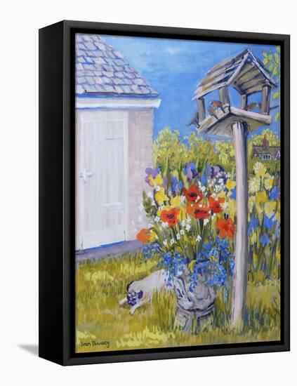 Cottage Garden with Birdhouse and Pug, 2011-Joan Thewsey-Framed Premier Image Canvas