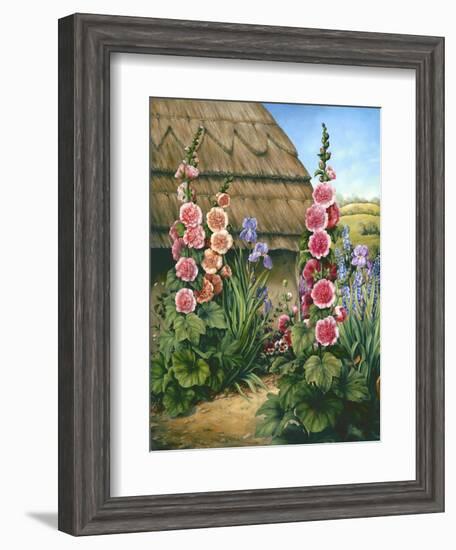 Cottage Garden with Hollyhocks, 1995-Amelia Kleiser-Framed Giclee Print