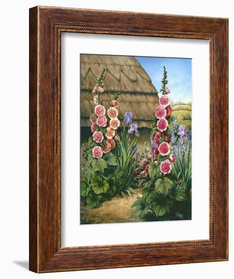 Cottage Garden with Hollyhocks, 1995-Amelia Kleiser-Framed Giclee Print